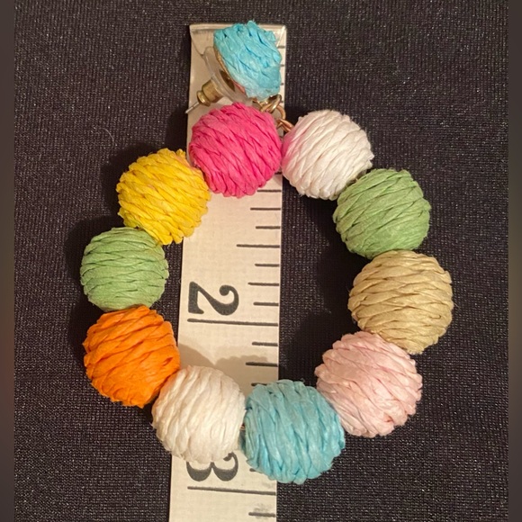 Colorful Rope (Raffia wrapped) Bead Hoop Earrings - Multicolor - Picture 4 of 8